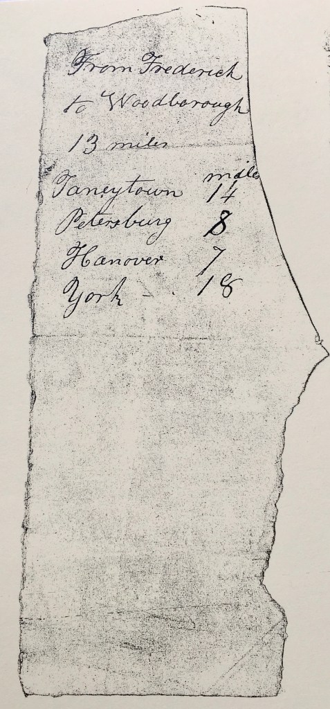 towns to travel north paper captured from escaping slave