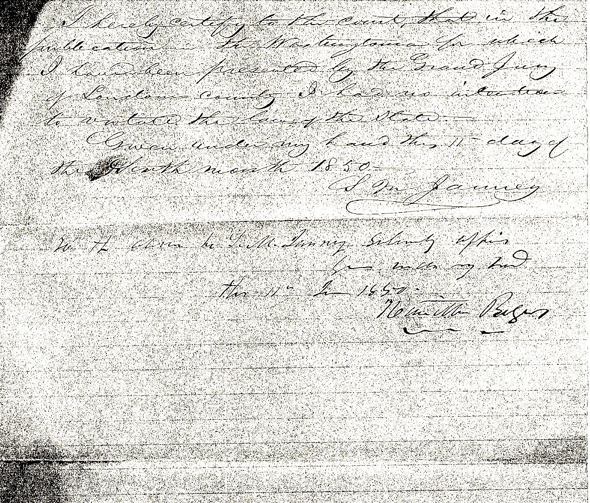 Samuel Janney signs he will not break the law