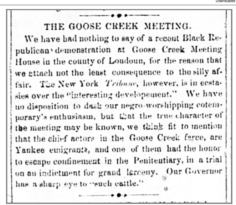 1856_04_08_Richmond_Enquirer_re_Black_Republican_meeting_at_Goose_Creek_Meeting_House_