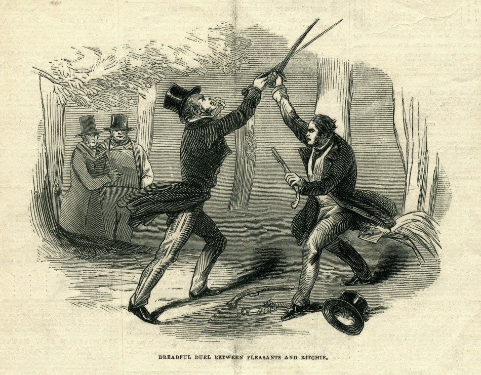 Richmond Virginia old engraving of men fighting