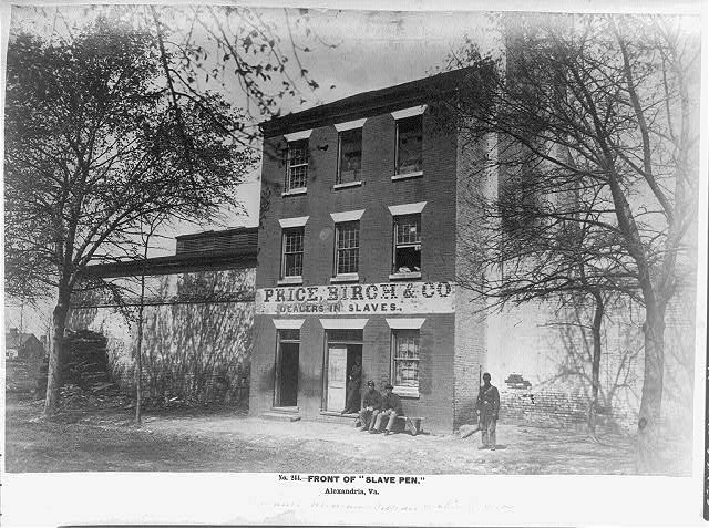 old picture of union soldiers outside slave traders