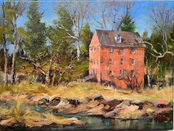 old 19th century brick building in countryside