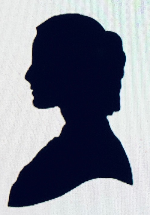black and white outline of a woman