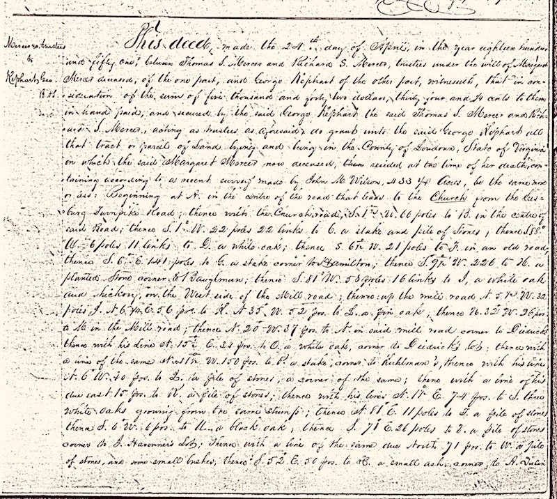 Virginia old 19th century land records